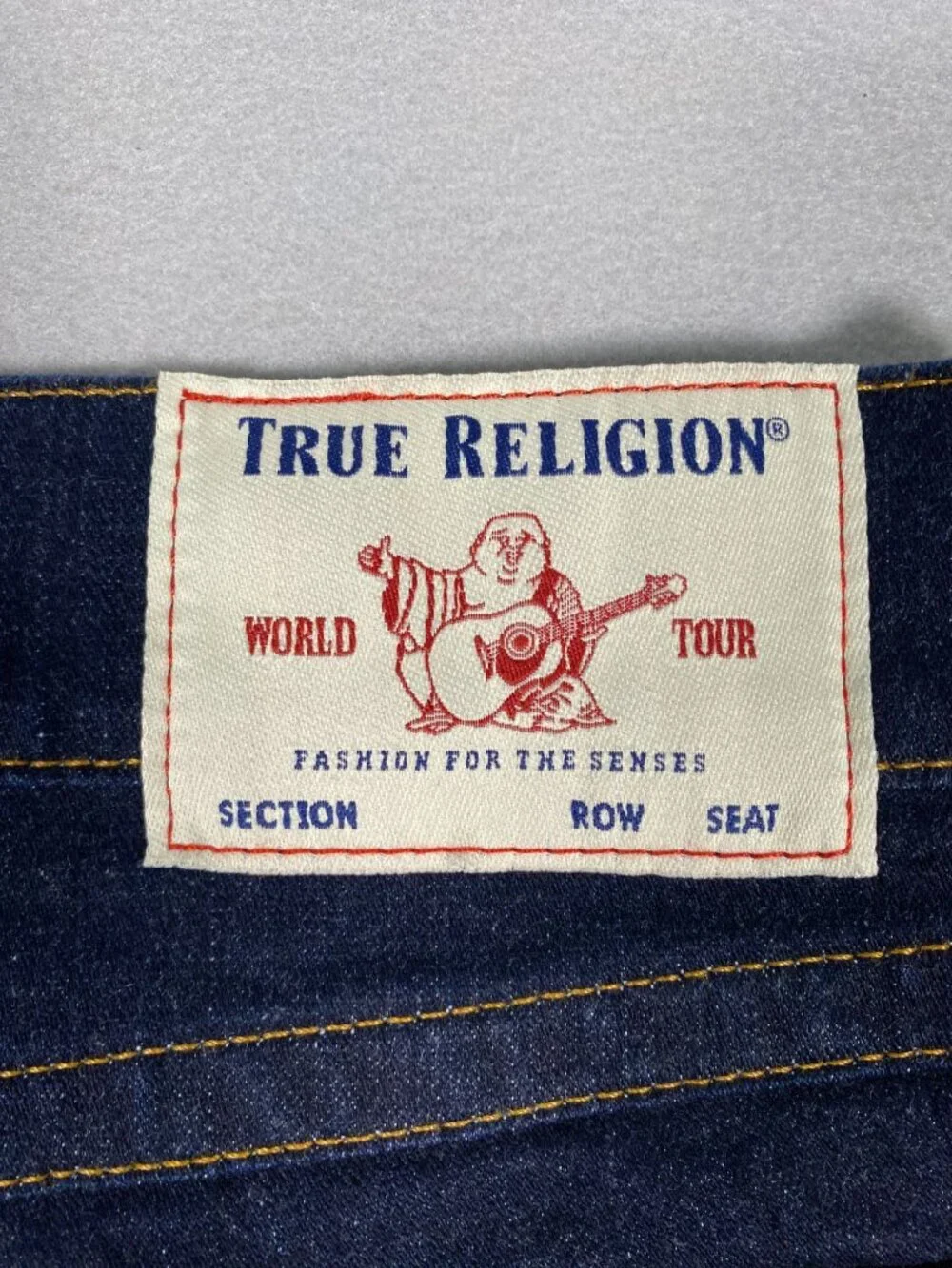 True Religion Ricky Mens Relaxed Straight Denim Jeans 34 Dark Wash Cotton